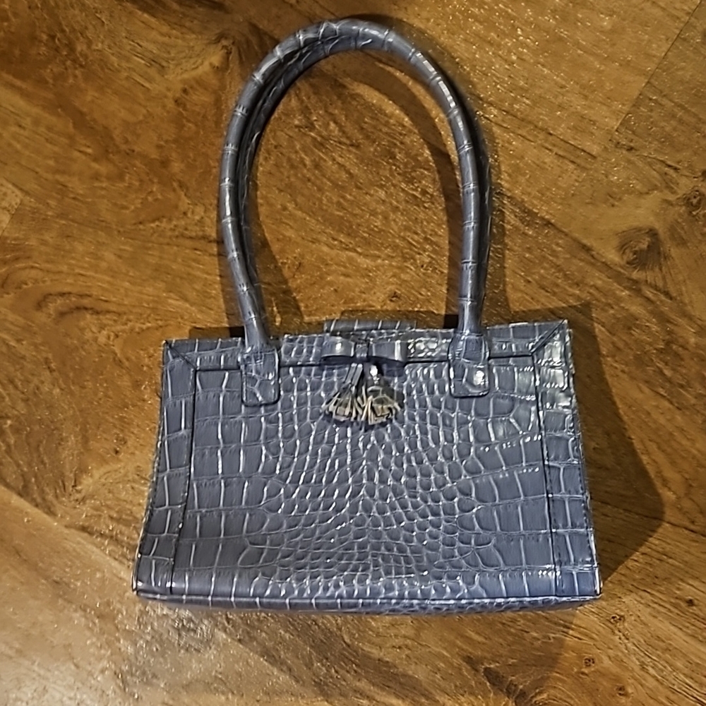 Liz Claiborne Crocodile-Embossed Periwinkle Handbag